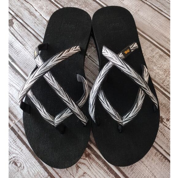 Teva EUC Olowahu Black Strappy Flip-Flops Sandals Women's 9 #6840 - Picture 2 of 7